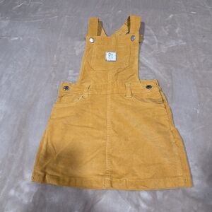 DKNY Mustard Yellow Corduroy Pinafore Overall Dress